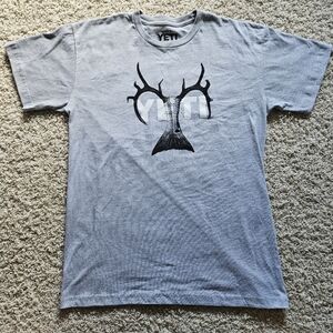 Gray Yeti Fish Tail Deer Antlers Tee Shirt